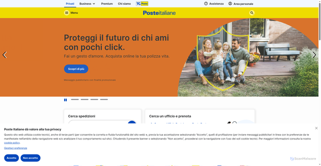 Security scan screenshot of https://www.poste.it/