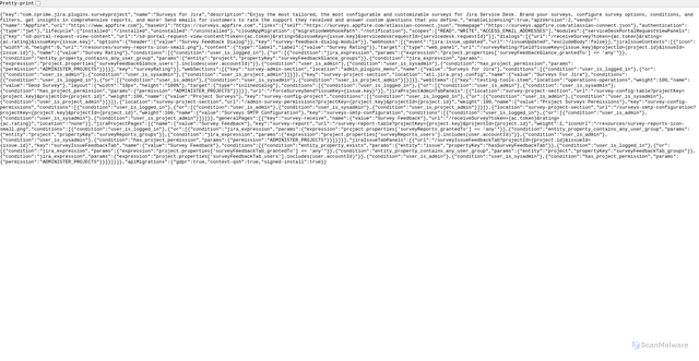 Security scan screenshot of https://surveys.appfire.com