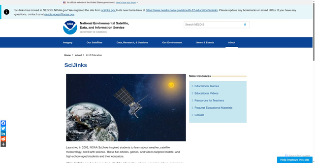 Security scan screenshot of https://www.nesdis.noaa.gov/about/k-12-education/scijinks