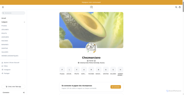 Security scan screenshot of http://chezmarciano.com/