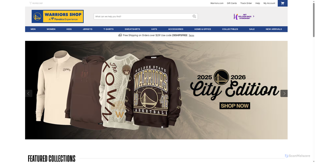 Security scan screenshot of https://shop.warriors.com/