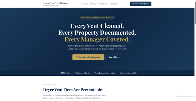 Security scan screenshot of https://aspen-dryer-vent-cleaning.pages.dev/