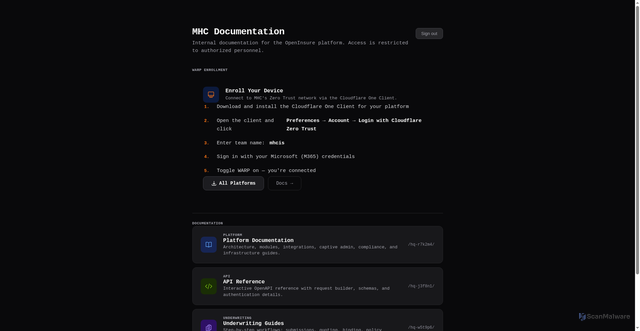 Security scan screenshot of https://mhc-hq-docs.pages.dev/