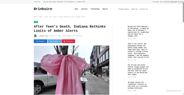 Security scan screenshot of https://en.brinkwire.com/news/after-teens-death-indiana-rethinks-limits-of-amber-alerts/