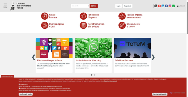 Security scan screenshot of https://www.to.camcom.it/