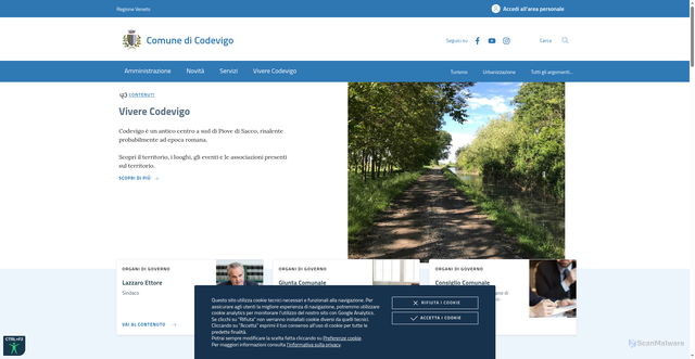 Security scan screenshot of https://www.comune.codevigo.pd.it/