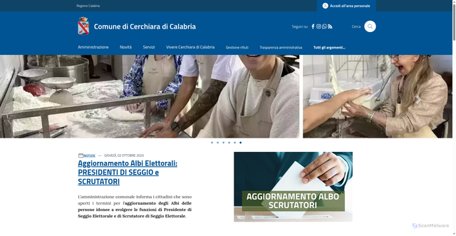 Security scan screenshot of https://www.comune.cerchiaradicalabria.cs.it/