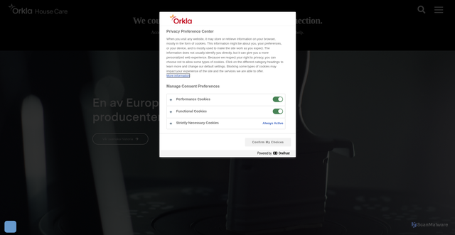 Security scan screenshot of https://orklahousecare.se