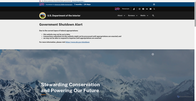 Security scan screenshot of https://www.doi.gov/