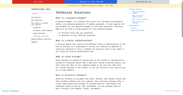 Security scan screenshot of https://safepassage-wiki.pages.dev/iphone/best-habits-to-secure-your-device/4.4-technical-solutions/