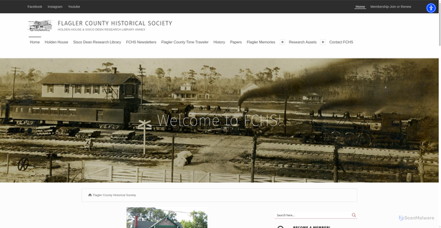 Security scan screenshot of https://flaglercountyhistoricalsociety.com/