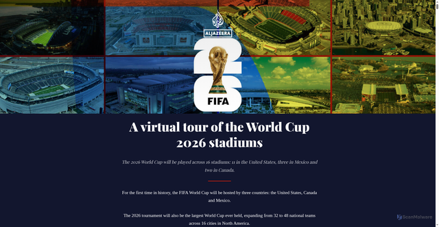 Security scan screenshot of https://interactive.aljazeera.com/aje/2026/world-cup-2026-stadiums/