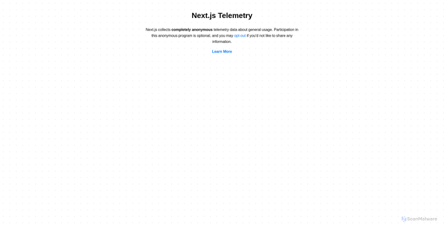 Security scan screenshot of https://telemetry.nextjs.org