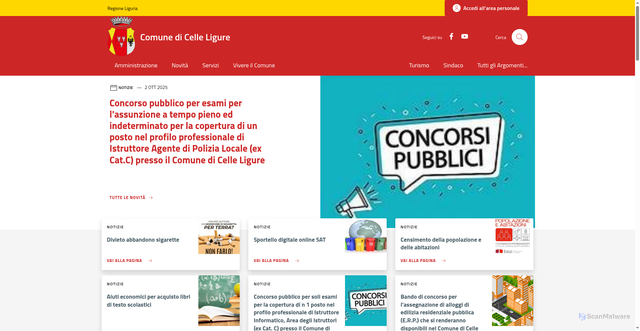 Security scan screenshot of https://www.comune.celle.sv.it/