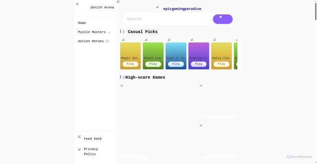 Security scan screenshot of https://epicgamingparadise.com