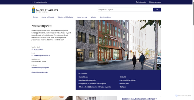 Security scan screenshot of https://www.domstol.se/nacka-tingsratt/