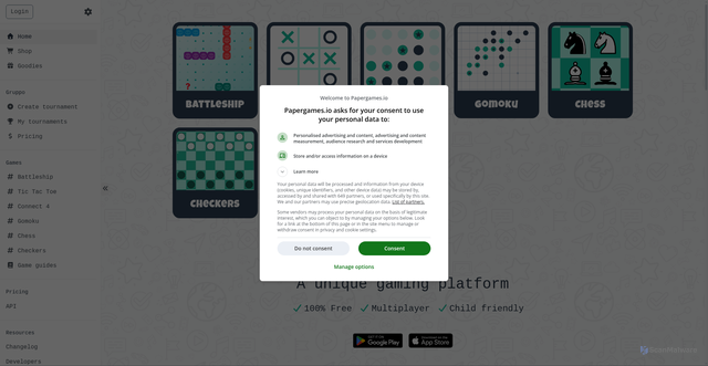 Security scan screenshot of https://papergames.io