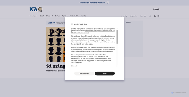 Security scan screenshot of https://na.se
