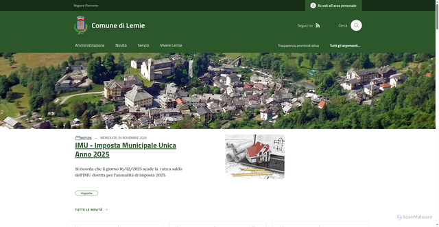 Security scan screenshot of https://www.comune.lemie.to.it/