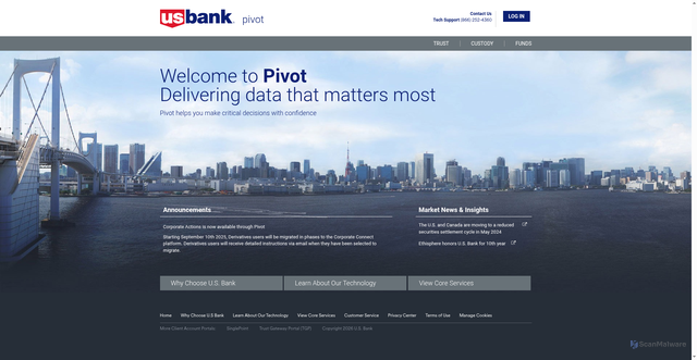 Security scan screenshot of https://pivot.usbank.com