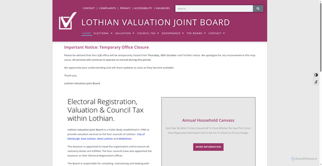 Security scan screenshot of https://www.lothian-vjb.gov.uk/
