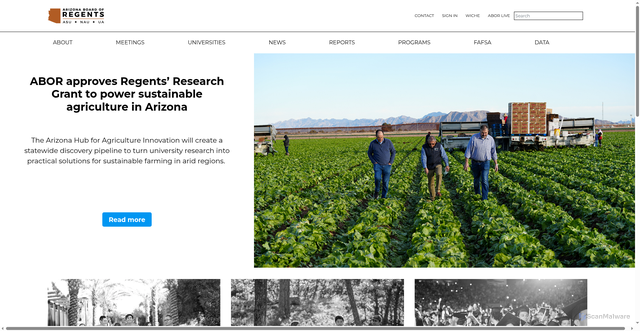 Security scan screenshot of https://azregents.edu/
