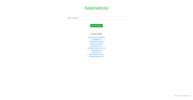 Security scan screenshot of https://siteindices.com