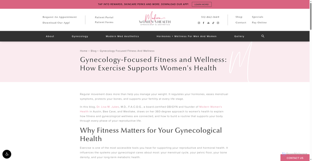 Security scan screenshot of https://www.modernwomenshealth.com/blog/gynecology-focused-fitness-and-wellness/