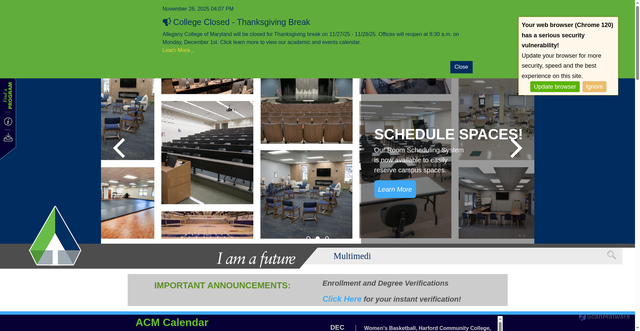 Security scan screenshot of https://www.allegany.edu/