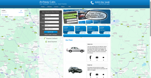Security scan screenshot of https://archwaycabs.online/vehicle_fleet.html