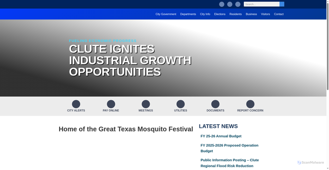 Security scan screenshot of https://clutetexas.gov/