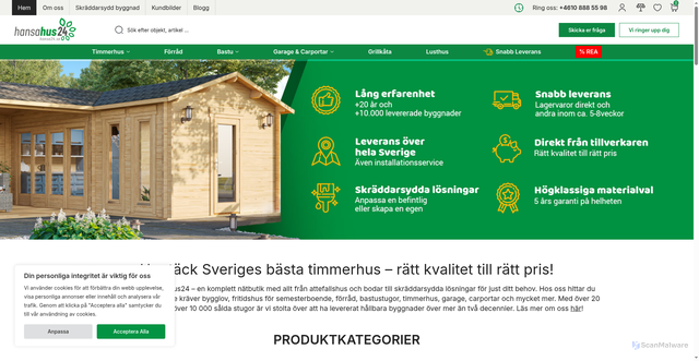 Security scan screenshot of https://attefallshuset24.se