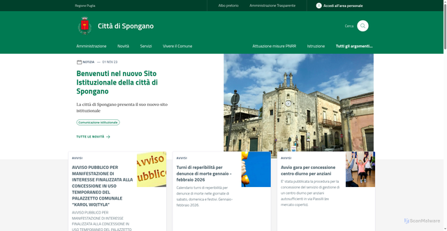 Security scan screenshot of https://www.comune.spongano.le.it/