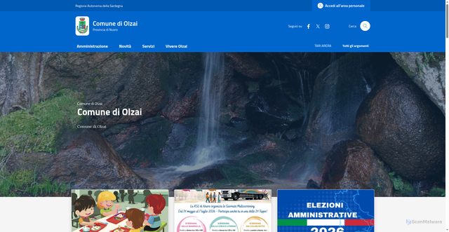 Security scan screenshot of https://www.comune.olzai.nu.it