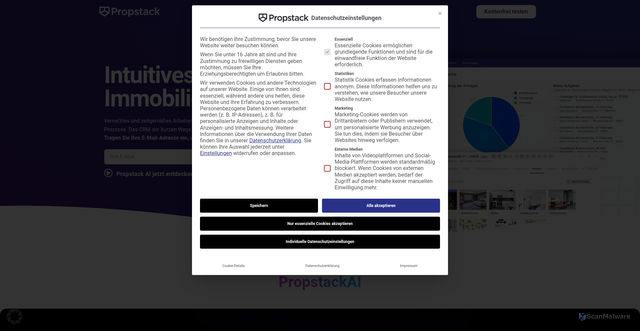 Security scan screenshot of https://propstack.de