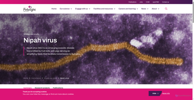 Security scan screenshot of https://www.pirbright.ac.uk/our-science/viruses/nipah-virus