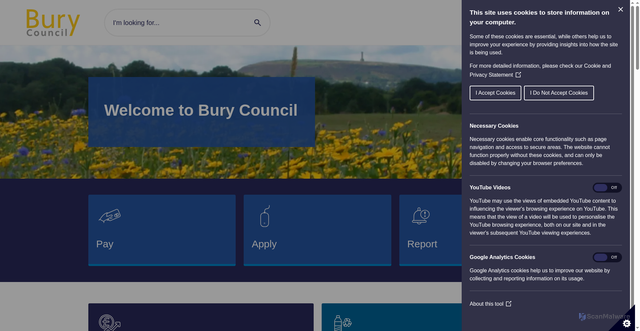 Security scan screenshot of https://www.bury.gov.uk/