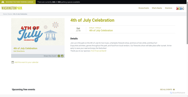 Security scan screenshot of https://washingtonpark.org/events/4th-of-july-celebration-26/