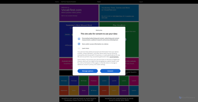 Security scan screenshot of https://vocabtest.com