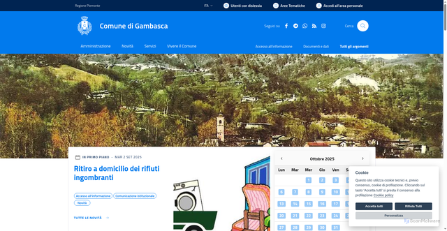 Security scan screenshot of https://www.comune.gambasca.cn.it/