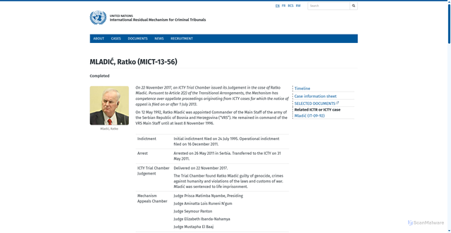Security scan screenshot of https://www.irmct.org/en/cases/mict-13-56