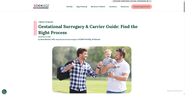 Security scan screenshot of https://www.ccrmivf.com/blog/surrogacy-guide/