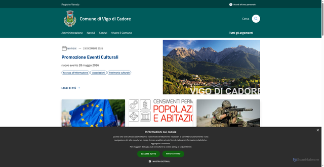Security scan screenshot of https://www.comune.vigodicadore.bl.it