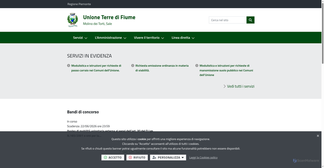Security scan screenshot of https://www.unioneterredifiume.it