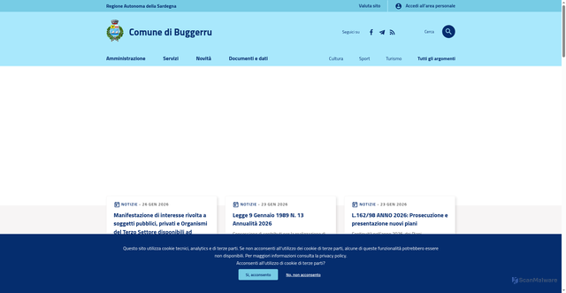 Security scan screenshot of https://www.comunebuggerru.it/it/index.html