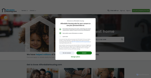 Security scan screenshot of https://www.affordablehousing.com/