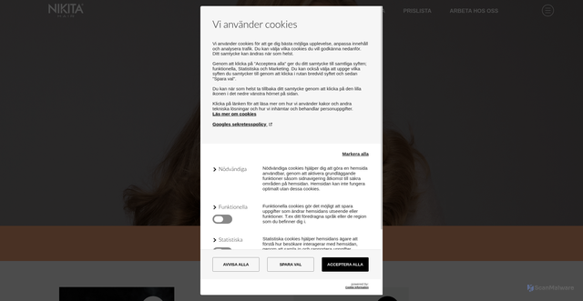 Security scan screenshot of https://nikitahair.se/
