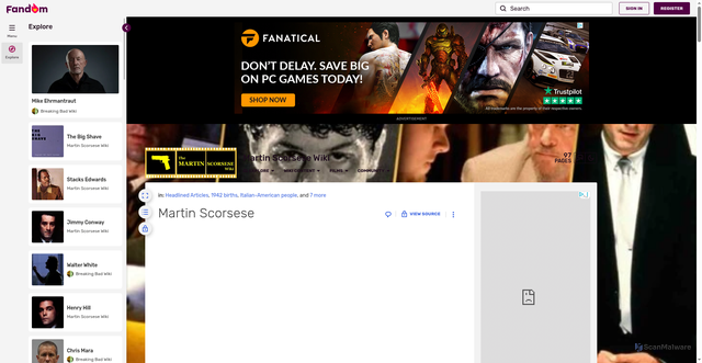 Security scan screenshot of https://martin-scorsese.fandom.com/wiki/Martin_Scorsese