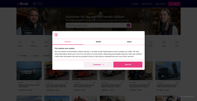 Security scan screenshot of https://www.budi.se/