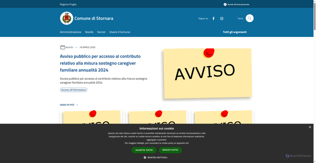 Security scan screenshot of https://www.comune.stornara.fg.it